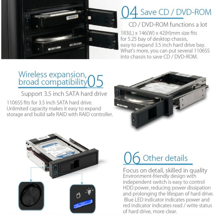 กล่องแปลงฮาร์ดดิสก์ ORICO 1106SS สำหรับ CD-ROM และ HDD ขนาด 3.5 นิ้ว แบบติดตั้งภายใน