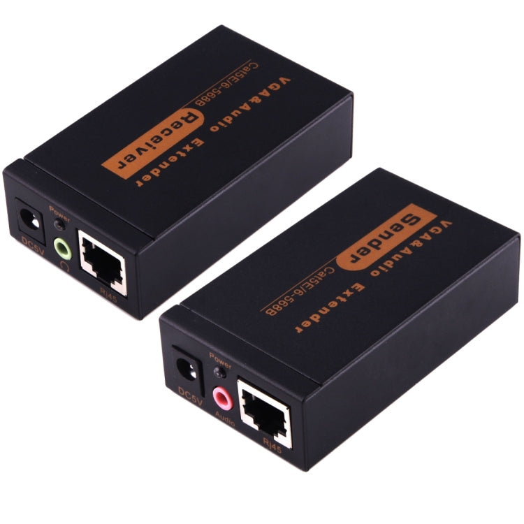 อุปกรณ์ขยายสัญญาณ VGA & เสียง 1920x1440 HD สายเครือข่าย Cat5e / 6-568B ส่งสัญญาณและรับสัญญาณ, ระยะส่ง: 100 เมตร
