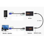 อุปกรณ์ขยายสัญญาณ VGA & เสียง 1920x1440 HD สายเครือข่าย Cat5e / 6-568B ส่งสัญญาณและรับสัญญาณ, ระยะส่ง: 100 เมตร