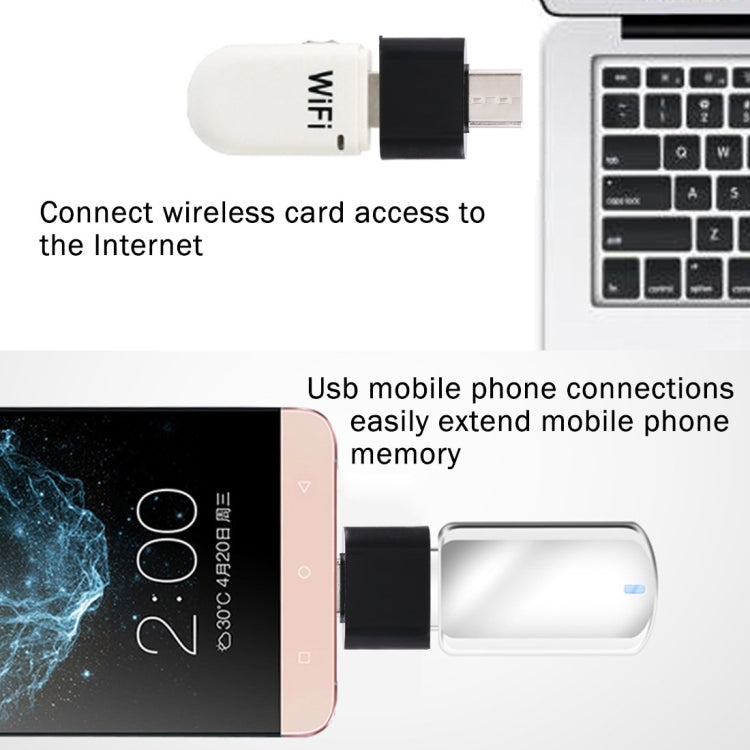 อะแดปเตอร์ชาร์จและส่งข้อมูล OTG พลาสติก USB-C / Type-C ตัวผู้เป็น USB 2.0 ตัวเมีย