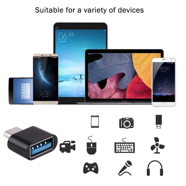 อะแดปเตอร์ชาร์จและส่งข้อมูล OTG พลาสติก USB-C / Type-C ตัวผู้เป็น USB 2.0 ตัวเมีย