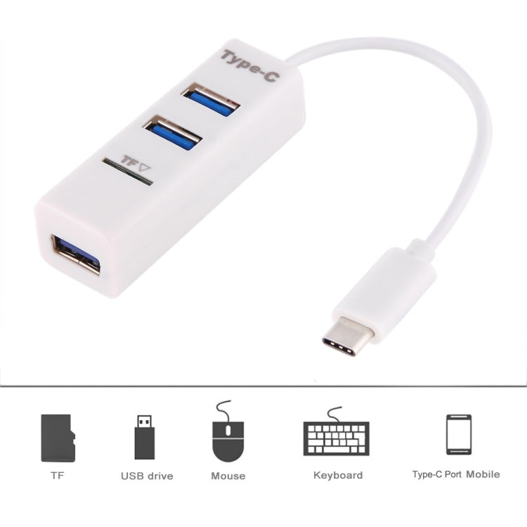ฮับ USB 3.1 USB-C / Type-C เป็น USB 2.0 COMBO 3 พอร์ต + เครื่องอ่านการ์ด TF, 3 พอร์ต USB + การ์ด TF