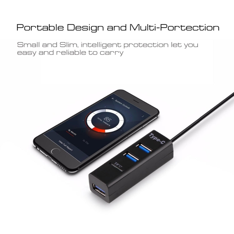 ฮับ USB 3.1 USB-C / Type-C เป็น USB 2.0 COMBO 3 พอร์ต + เครื่องอ่านการ์ด TF, 3 พอร์ต USB + การ์ด TF