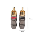 REXLIS TR026 ปลั๊ก RCA ตัวผู้ 2 ชิ้น ชุบทอง สำหรับสายเสียง DIY และสายวิดีโอ, RCA ตัวผู้
