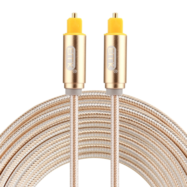 สายเคเบิลเสียงออปติคัลดิจิทัล Toslink ตัวผู้ถึงตัวผู้ EMK 3 เมตร OD4.0mm หัวโลหะชุบทอง สายถัก ความยาว: 3 เมตร