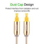 สายเคเบิลเสียงออปติคัลดิจิทัล Toslink ตัวผู้ถึงตัวผู้ EMK 3 เมตร OD4.0mm หัวโลหะชุบทอง สายถัก ความยาว: 3 เมตร