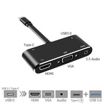 V126 ตัวแปลง UCB-C / Type-C ตัวผู้เป็น PD + HDMI + VGA + เสียง + USB 3.0 ตัวเมีย 5 ใน 1