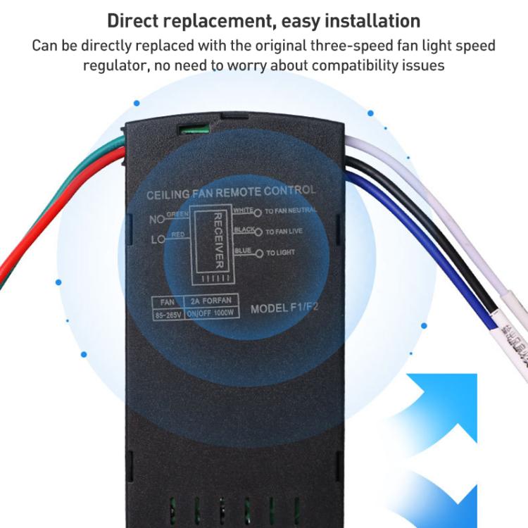 ชุดรีโมทคอนโทรลพัดลมเพดานแบบสากล 85-265V พร้อมตั้งเวลาควบคุมไร้สาย ปรับความเร็วลม ส่งสัญญาณและรับสัญญาณ
