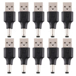 ปลั๊กไฟ DC ตัวผู้ 5.5 x 2.1 มม. 10 ชิ้น ตัวผู้เป็น USB 2.0 ตัวผู้, 5.5 x 2.1 มม.