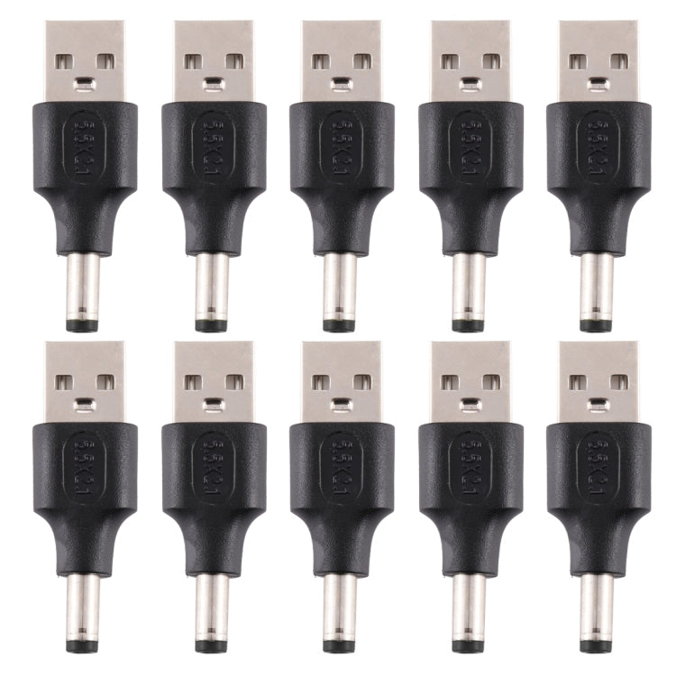 ปลั๊กไฟ DC ตัวผู้ 5.5 x 2.1 มม. 10 ชิ้น ตัวผู้เป็น USB 2.0 ตัวผู้, 5.5 x 2.1 มม.