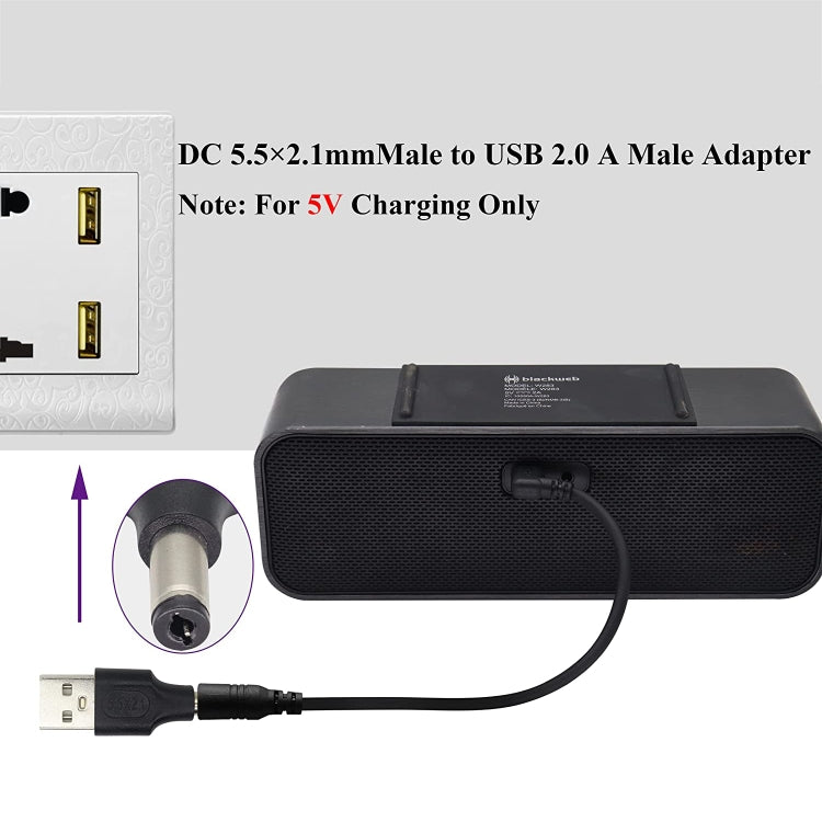 ปลั๊กไฟ DC ตัวผู้ 5.5 x 2.1 มม. 10 ชิ้น ตัวผู้เป็น USB 2.0 ตัวผู้, 5.5 x 2.1 มม.