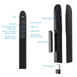 XM930 2.4GHz Wireless Laser PowerPoint Page Turning Pen Multimedia Wireless Presentation Projection Pen with USB Receiver, Support Low Battery Remind, Remote Control Distance: 100m, 100m White, 100m Black