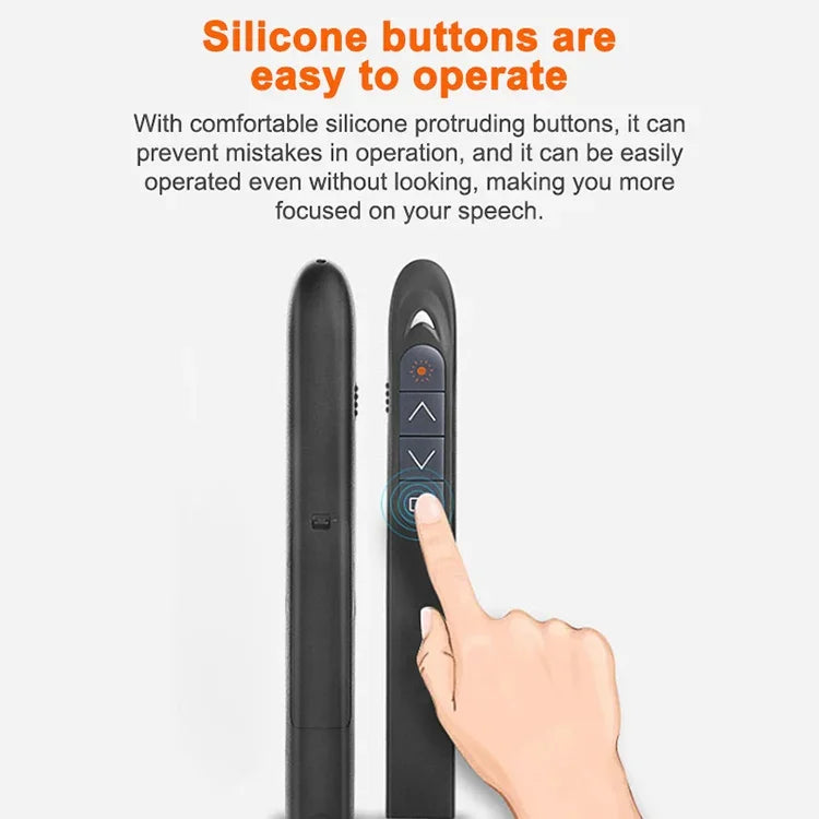 XM930 2.4GHz Wireless Laser PowerPoint Page Turning Pen Multimedia Wireless Presentation Projection Pen with USB Receiver, Support Low Battery Remind, Remote Control Distance: 100m, 100m White, 100m Black