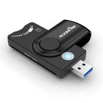 ROCKETEK CR310 เครื่องอ่านการ์ดมัลติฟังก์ชัน USB 3.0 + การ์ด TF + การ์ด SD + การ์ดซิม + การ์ดสมาร์ท, USB 3.0