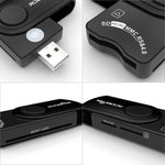 ROCKETEK CR310 เครื่องอ่านการ์ดมัลติฟังก์ชัน USB 3.0 + การ์ด TF + การ์ด SD + การ์ดซิม + การ์ดสมาร์ท, USB 3.0