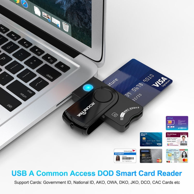 ROCKETEK CR310 เครื่องอ่านการ์ดมัลติฟังก์ชัน USB 3.0 + การ์ด TF + การ์ด SD + การ์ดซิม + การ์ดสมาร์ท, USB 3.0