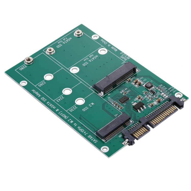 อะแดปเตอร์แปลง M.2 NGFF & mSATA SSD เป็น SATA III 7+15 พิน, SSD เป็น SATA III