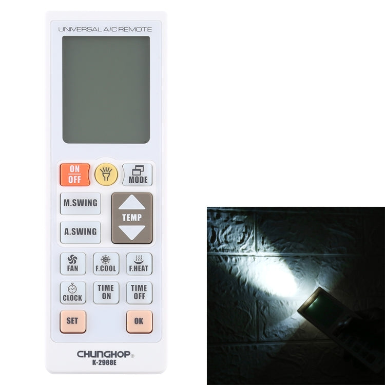 รีโมทคอนโทรลเครื่องปรับอากาศ Chunghop K-2988E พร้อมไฟฉาย