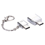 อะแดปเตอร์โลหะ Micro USB ตัวเมียเป็น USB-C / Type-C ตัวผู้ + USB 2.0 ตัวเมียเป็น USB-C / Type-C ตัวผู้