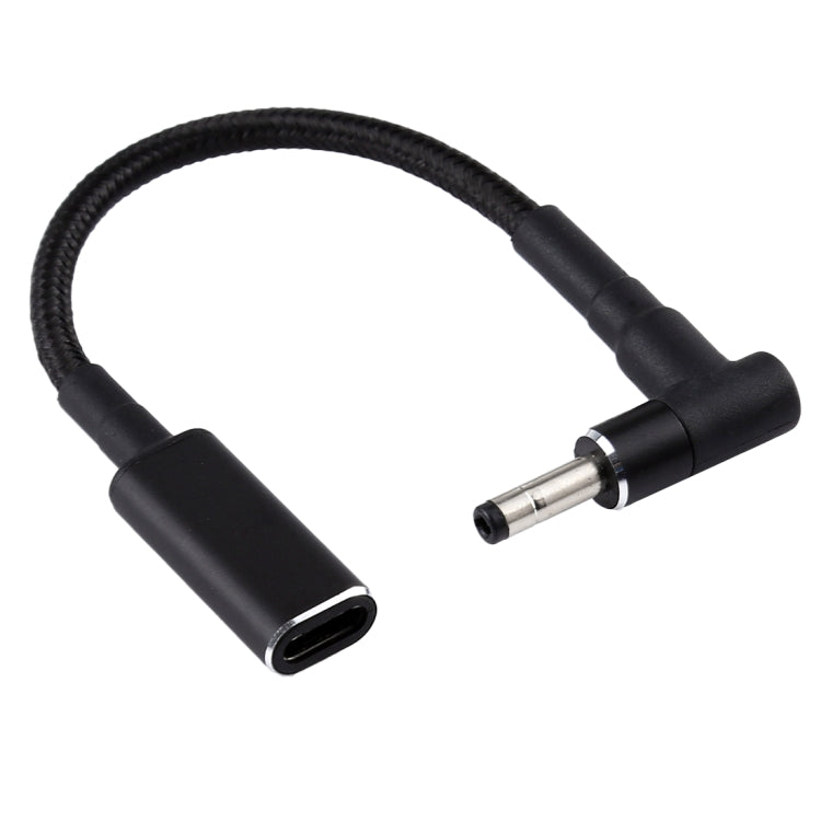 สายถักไนลอนอะแดปเตอร์ PD 100W 18.5-20V 4.0 x 1.35 มม. แบบข้อศอกเป็น USB-C / Type-C