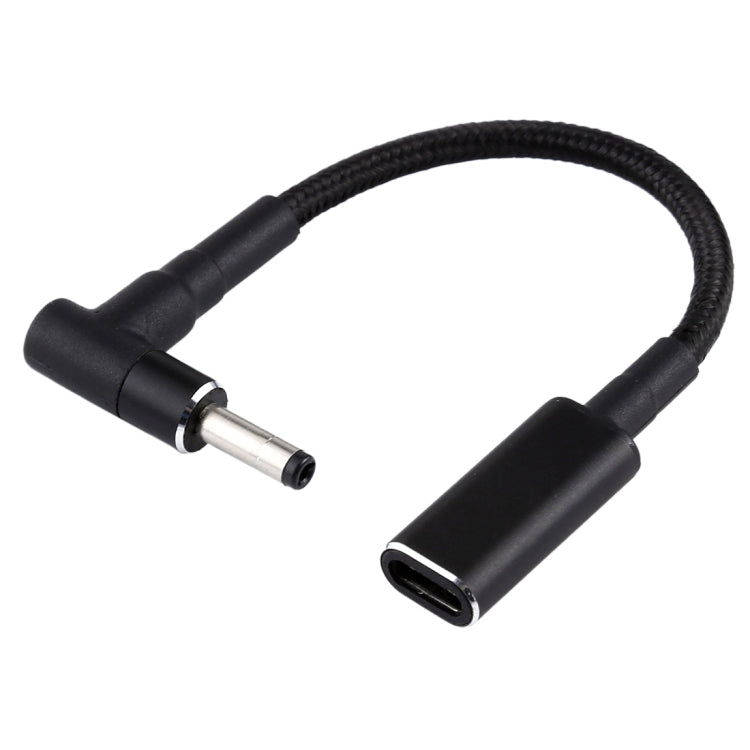 สายถักไนลอนอะแดปเตอร์ PD 100W 18.5-20V 4.0 x 1.35 มม. แบบข้อศอกเป็น USB-C / Type-C