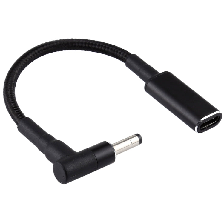สายถักไนลอนอะแดปเตอร์ PD 100W 18.5-20V 4.0 x 1.35 มม. แบบข้อศอกเป็น USB-C / Type-C