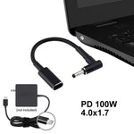 สายถักไนลอนอะแดปเตอร์ PD 100W 18.5-20V 4.0 x 1.35 มม. แบบข้อศอกเป็น USB-C / Type-C