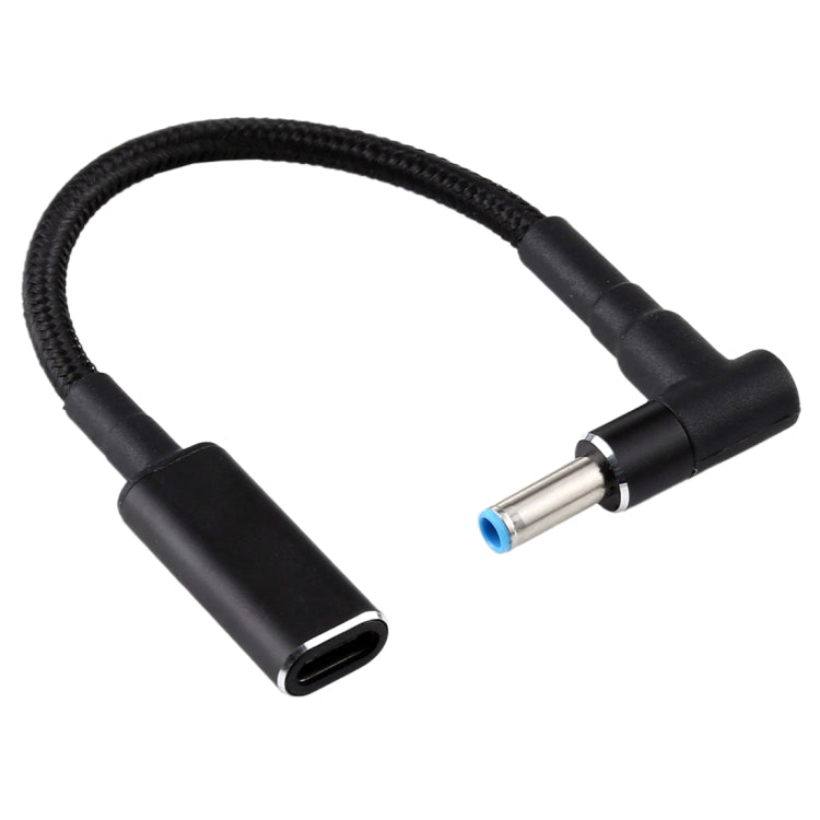 สายแปลง PD 100W 18.5-20V 4.5 x 0.6mm ข้อต่อข้อศอกเป็น USB-C / Type-C ถักไนลอน สำหรับ HP, 4.5 x 0.6mm