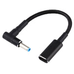 สายแปลง PD 100W 18.5-20V 4.5 x 0.6mm ข้อต่อข้อศอกเป็น USB-C / Type-C ถักไนลอน สำหรับ HP, 4.5 x 0.6mm