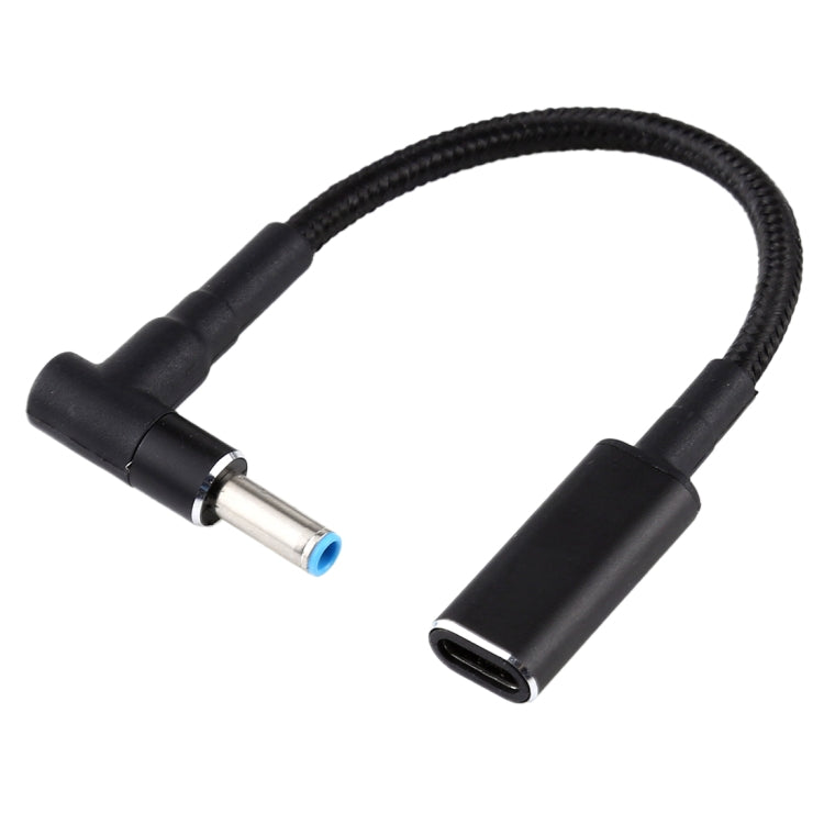 สายแปลง PD 100W 18.5-20V 4.5 x 0.6mm ข้อต่อข้อศอกเป็น USB-C / Type-C ถักไนลอน สำหรับ HP, 4.5 x 0.6mm