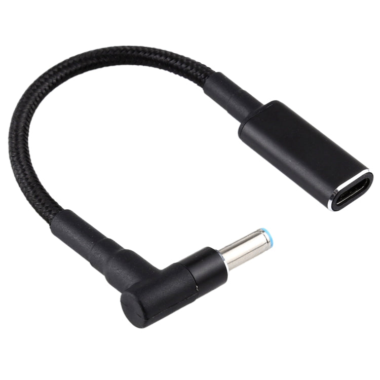 สายแปลง PD 100W 18.5-20V 4.5 x 0.6mm ข้อต่อข้อศอกเป็น USB-C / Type-C ถักไนลอน สำหรับ HP, 4.5 x 0.6mm