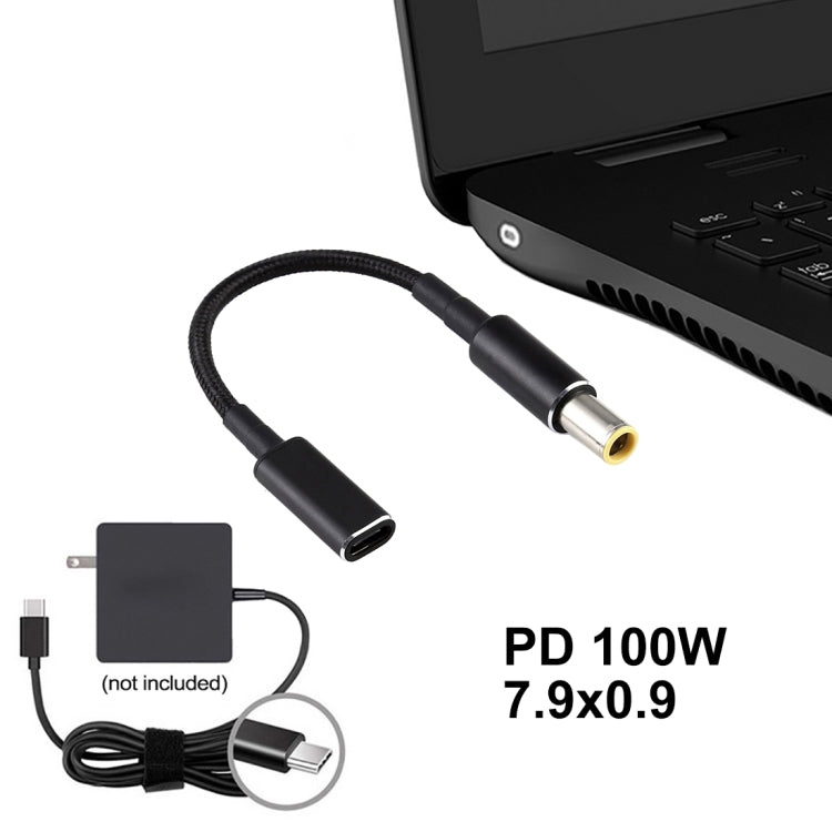สายแปลง PD 100W 18.5-20V 7.9 x 0.9mm เป็น USB-C / Type-C ถักไนลอน