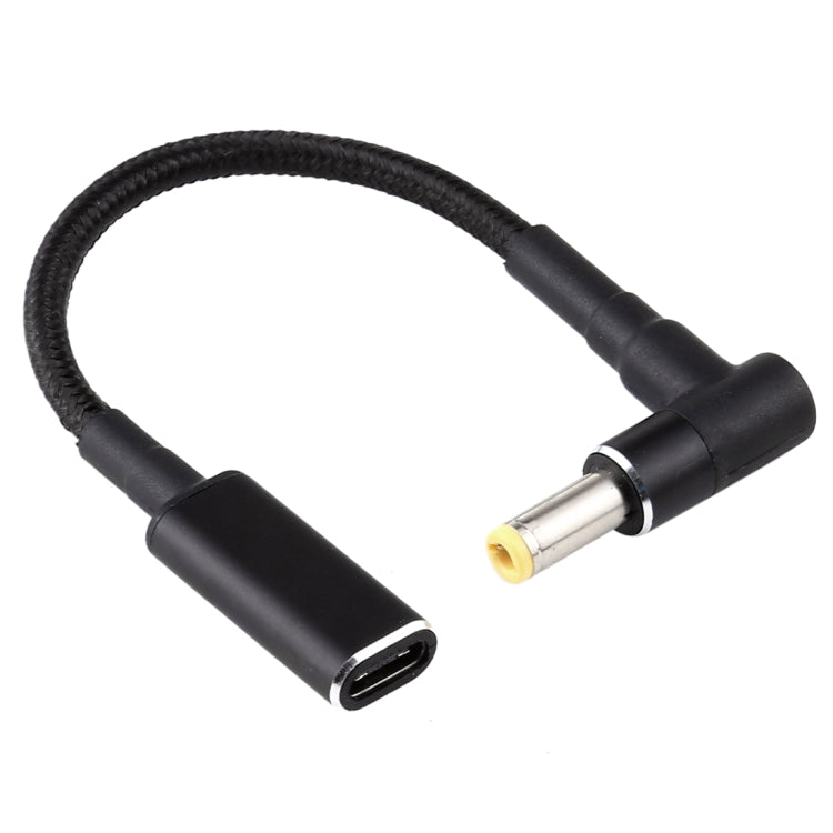สายแปลง PD 100W 18.5-20V 5.5 x 2.5mm ข้อต่อข้อศอกเป็น USB-C / Type-C ถักไนลอน, 5.5 x 2.5mm