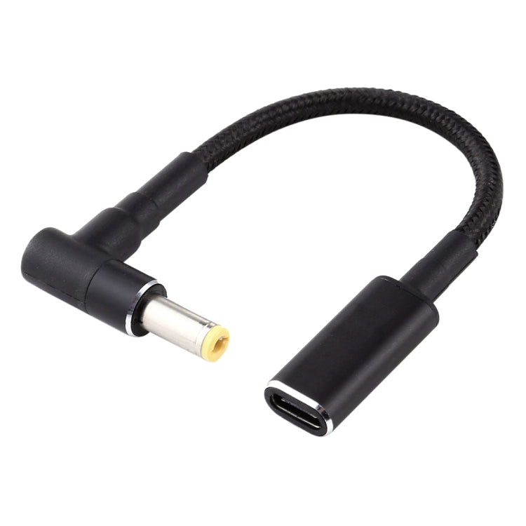 สายแปลง PD 100W 18.5-20V 5.5 x 2.5mm ข้อต่อข้อศอกเป็น USB-C / Type-C ถักไนลอน, 5.5 x 2.5mm