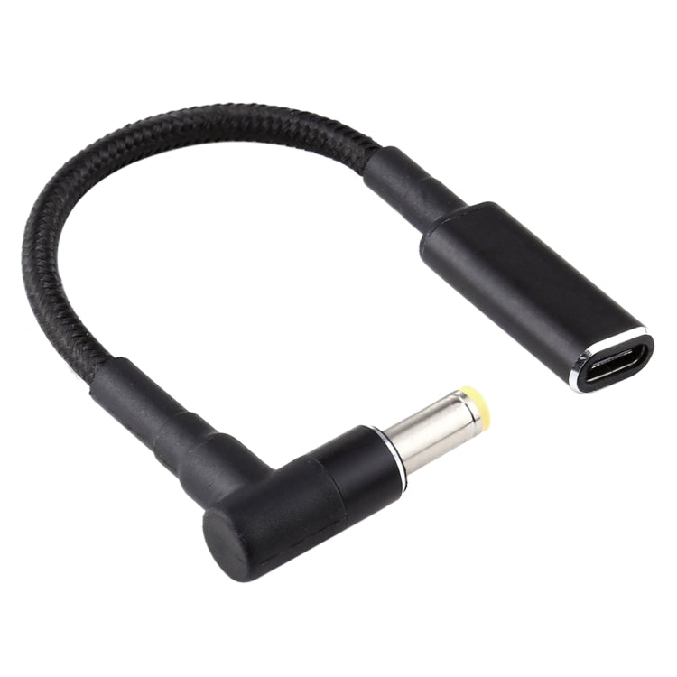 สายแปลง PD 100W 18.5-20V 5.5 x 2.5mm ข้อต่อข้อศอกเป็น USB-C / Type-C ถักไนลอน, 5.5 x 2.5mm