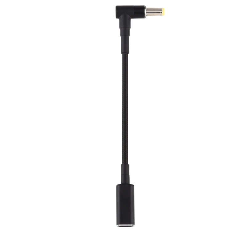 สายแปลง PD 100W 18.5-20V 5.5 x 2.5mm ข้อต่อข้อศอกเป็น USB-C / Type-C ถักไนลอน, 5.5 x 2.5mm