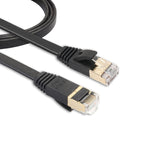 สายแพตช์ CAT7 1 เมตร 10 กิกะบิต อีเธอร์เน็ต แบบแบนพิเศษ สำหรับโมเด็ม เราเตอร์ เครือข่าย LAN - พร้อมตัวเชื่อมต่อ RJ45 ป้องกันสัญญาณรบกวน, ความยาว: 1 เมตร