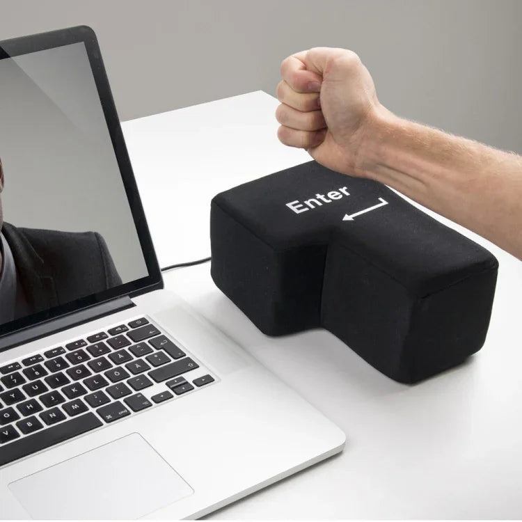 หมอนรองมือปุ่ม Enter ขนาดใหญ่ USB สำหรับคอมพิวเตอร์ ดีไซน์สร้างสรรค์ หมอนรองมือปุ่ม Enter (สีดำ)