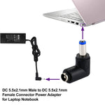 อะแดปเตอร์พาวเวอร์ DC 4506 ตัวผู้เป็น DC 7406 ตัวเมีย สำหรับแล็ปท็อป HP, ข้อต่อข้อศอก 90 องศา, DC 5521 ตัวผู้เป็นตัวเมีย