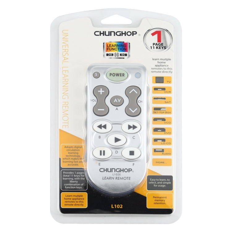 รีโมทคอนโทรลเรียนรู้สากล CHUNGHOP L102 DC 3V, L102 DC 3V