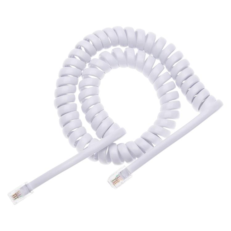 สายต่อโทรศัพท์ RJ11 แบบสปริง 4 แกน ตัวผู้เป็นตัวผู้ ยืดได้ ความยาว 3 เมตร (สีขาว), ความยาว: 3 เมตร