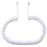 สายต่อโทรศัพท์ RJ11 แบบสปริง 4 แกน ตัวผู้เป็นตัวผู้ ยืดได้ ความยาว 3 เมตร (สีขาว), ความยาว: 3 เมตร