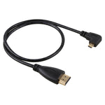 สายอะแดปเตอร์ HDMI 4K ตัวผู้ 50 ซม. เป็น Micro HDMI ตัวผู้มุมซ้าย ชุบทอง