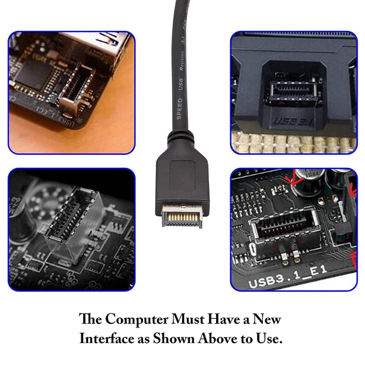 สายขยายเมนบอร์ด USB 3.1 Type-E เป็น USB 3.0 19 พิน ตัวผู้ ความยาว 30 ซม.