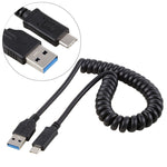 สายต่อขยายสปริงดึงออกได้ USB 3.0 ตัวผู้เป็น USB-C / Type-C ตัวผู้ ความยาว 1.5 ม.