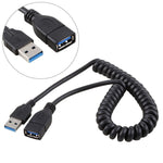 สายต่อขยายสปริงดึงออกได้ USB 3.0 ตัวผู้เป็นตัวเมีย ความยาว 1.5 ม.