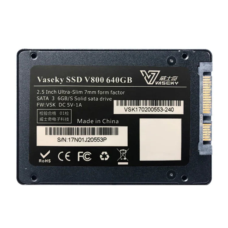 Vaseky V800 ฮาร์ดดิสก์โซลิดสเตต SSD ขนาด 2.5 นิ้ว SATA3 6GB/s ความบางพิเศษ 7 มม. ขนาด 512GB สำหรับเดสก์ท็อป โน้ตบุ๊ก, 512GB