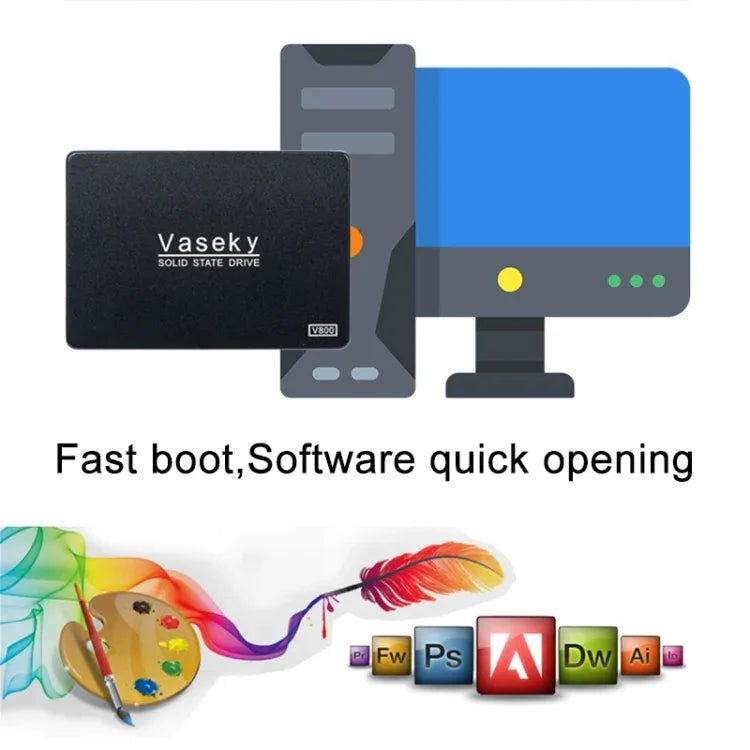 Vaseky V800 ฮาร์ดดิสก์โซลิดสเตต SSD ขนาด 2.5 นิ้ว SATA3 6GB/s ความบางพิเศษ 7 มม. ขนาด 512GB สำหรับเดสก์ท็อป โน้ตบุ๊ก, 512GB