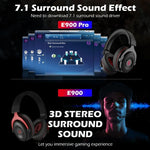 EKSA E900 Pro 7.1 หูฟังเกมมิ่งแบบครอบหัวพร้อมสายควบคุม USB พร้อมไฟ LED และไมโครโฟน, E900 Pro