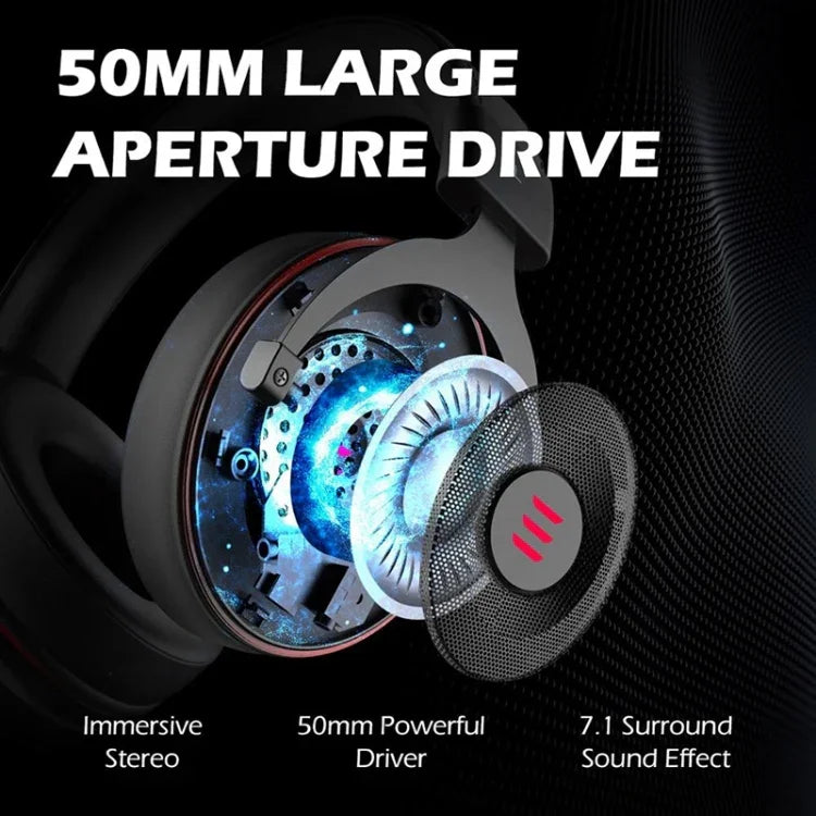 EKSA E900 Pro 7.1 หูฟังเกมมิ่งแบบครอบหัวพร้อมสายควบคุม USB พร้อมไฟ LED และไมโครโฟน, E900 Pro